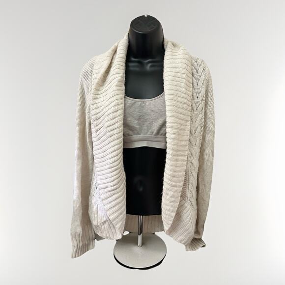 Mossimo Women’s Large Cream Chunky Knit Shawl Collar Open Cardigan Cozy Y2K - Picture 1 of 7